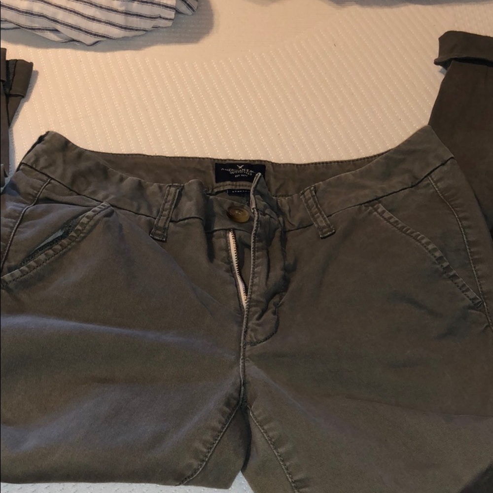 AE Olive skinny dress pants